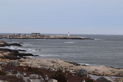 Scenic view of sea against clear sky