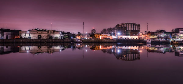 Reflection of buildings in water