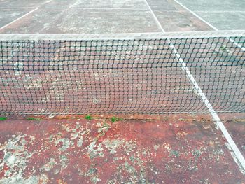 High angle view of net on tennis court