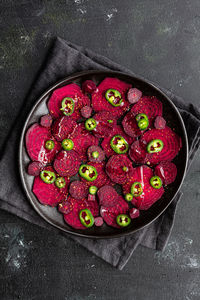 High angle view of fruits in bowl