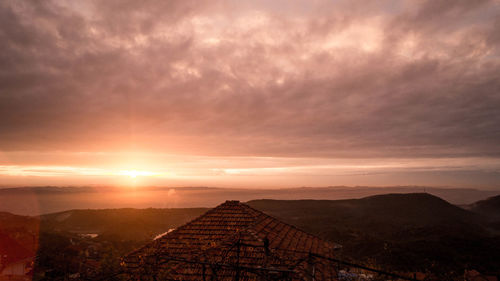 Panoramic view of cloudy sky during sunset