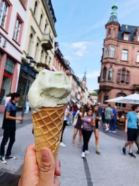 Ice cream in summer middle of the town at heidelberg 