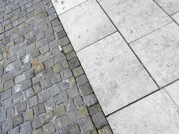 High angle view of cobblestone street