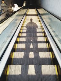 High angle view of escalator