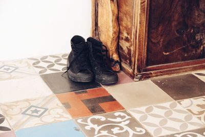 High angle view of black background