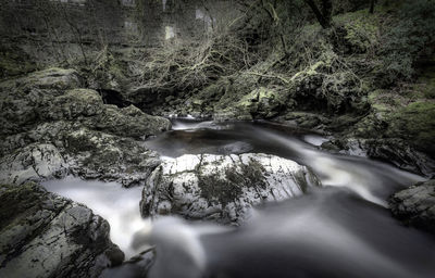 River flowing through rocks in forest