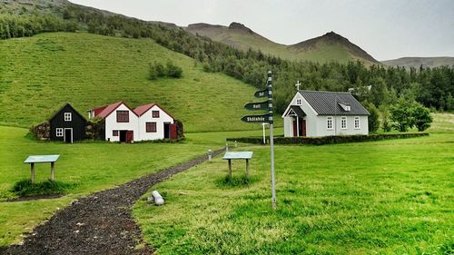 House on grassy field