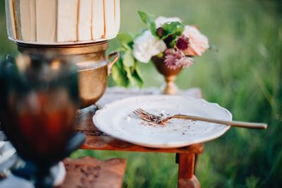 Close-up of dessert on table