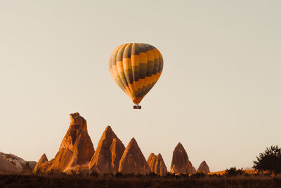 Hot air balloons on rock