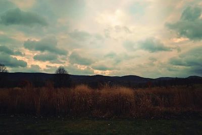 Scenic view of landscape against cloudy sky