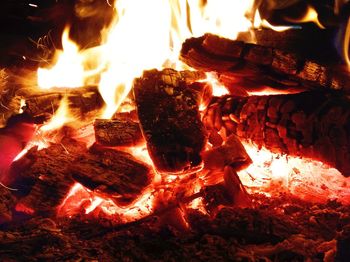 Close-up of bonfire at night