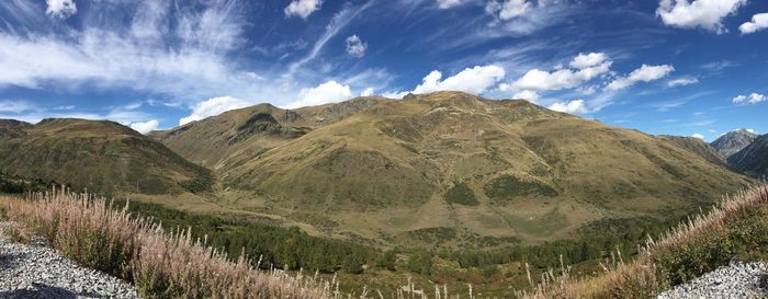 Panoramic view of mountains against sky