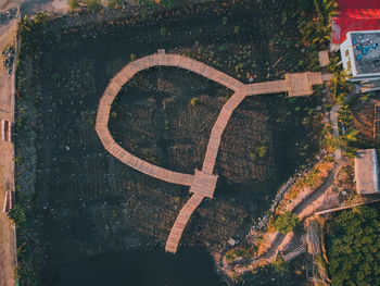 High angle view of abandoned and trees