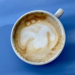 Directly above shot of cappuccino on table