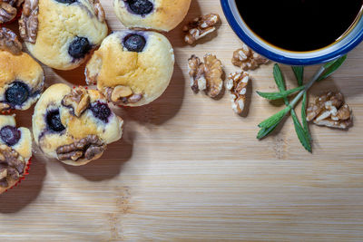 High angle view of cookies on table