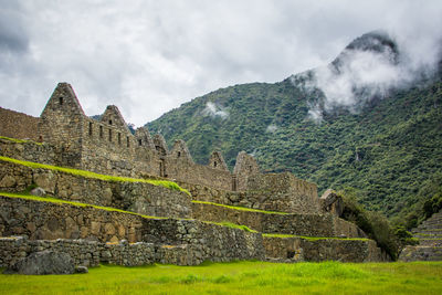 View of mountain against cloudy sky