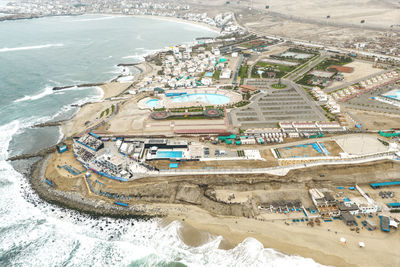 High angle view of buildings on beach