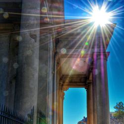 Low angle view of illuminated building