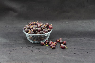 Fruits in bowl on table