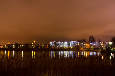Illuminated city at night