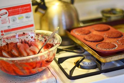 Leftovers by cupcakes cooking over burning stove