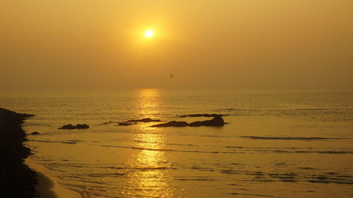 Scenic view of sea at sunset