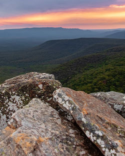 Scenic view of landscape against sky during sunset