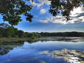 Scenic view of lake against sky