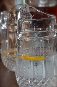 Close-up of water in glass on table