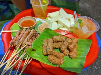 Close-up of food on table