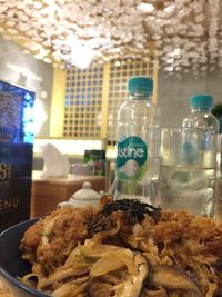 Close-up of food served on table in store