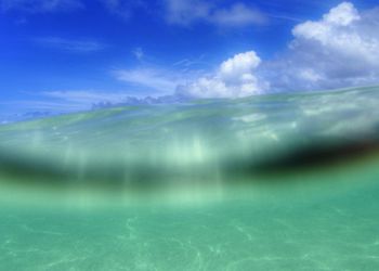 Scenic view of calm sea against blue sky