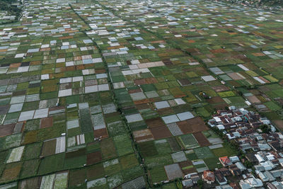 High angle view of buildings in city