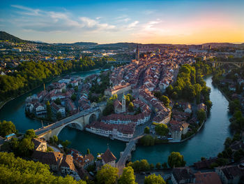 High angle view of city