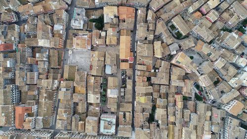 High angle view of building roof