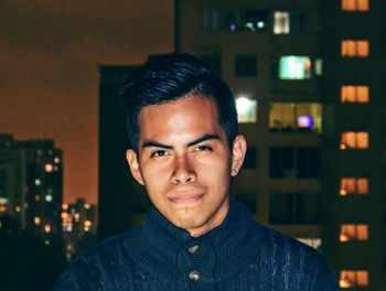 Portrait of young man outdoors