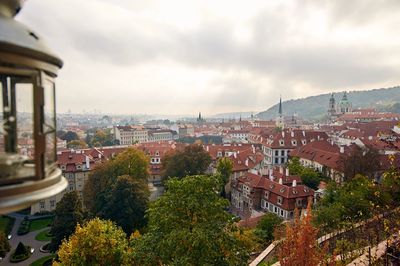 High angle view of townscape against sky