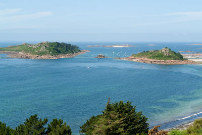 High angle view of sea against sky