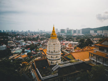 High angle view of buildings in city