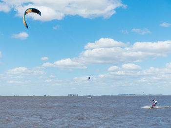 Kitesurfing in beautiful beach