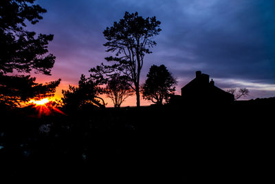 Low angle view of silhouette trees against sky during sunset