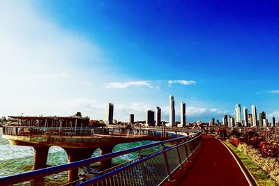 View of bridge against blue sky