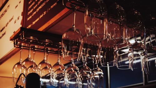 Low angle view of lanterns hanging in bar
