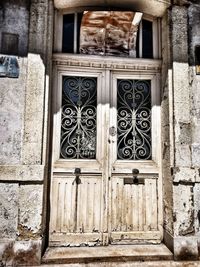 Closed door of old building