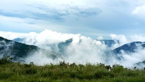 Scenic view of mountains against sky