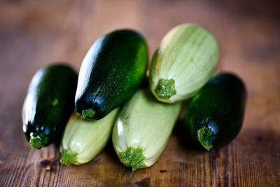 Close-up of cucumber on table