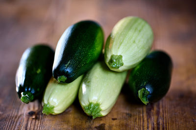 Close-up of cucumber on table
