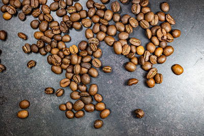 High angle view of coffee beans