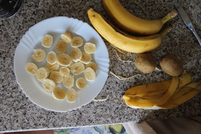 High angle view of fruits in bowl