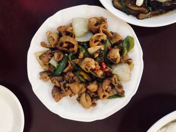 High angle view of meal served in plate